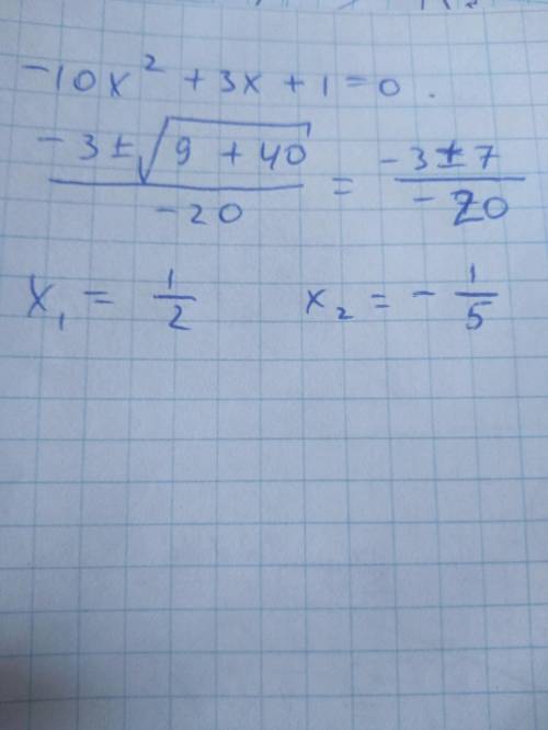 1+3х-10х решить квадратное уравнение​