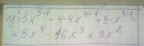 Знайти похідну функції y=x^5-4x^4+x^3