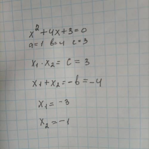 Застосовуючи теорему Вієта раозв'яжіть рівняння х2+4х очень надо​