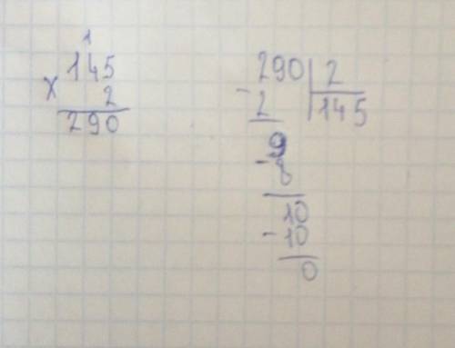 Запиши решение столбиком Выполни проверку 145 умножаем на 2??? ​
