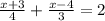 \frac{x + 3}{4} + \frac{x - 4}{3} = 2