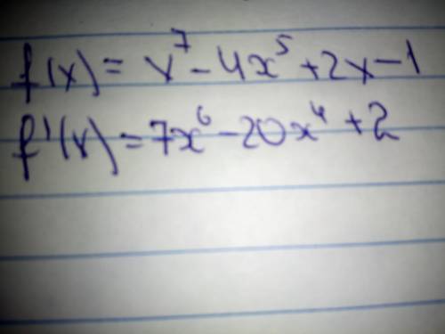 Знайдіть похідну функції f(x) = x^7 - 4x^5 + 2x - 1