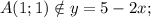 A(1; 1) \notin y=5-2x;
