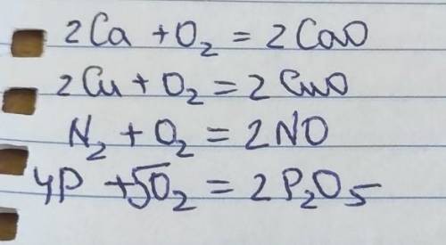 5. Складіть рівняння, результаті яких утворюються оксиди: Кальцій оксид, купрум(ІІ) оксид, нітроген(