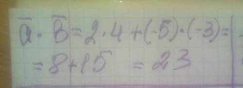 Чому дорівнює скалярний добуток векторів a і b якщо a(2;-5) b(4;-3)​