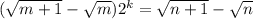 ( \sqrt{m + 1} - \sqrt{m} ) {2}^{k} = \sqrt{n + 1} - \sqrt{n}