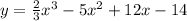 y = \frac{2}{3} {x}^{3 } - 5 {x}^{2} + 12x - 14