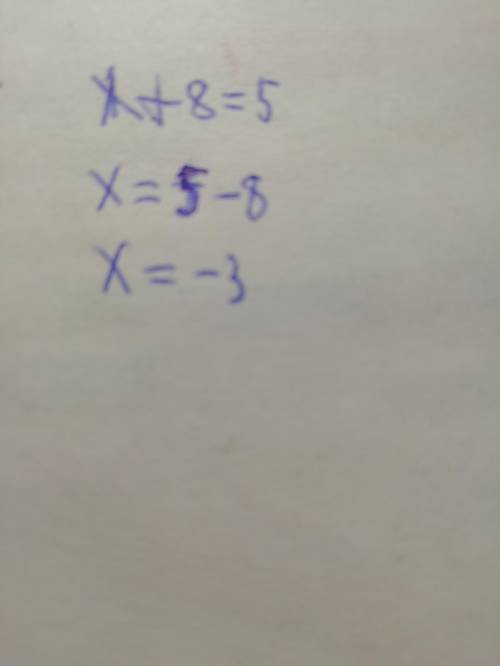 Знайдіть корінь рівняння х+8=5​