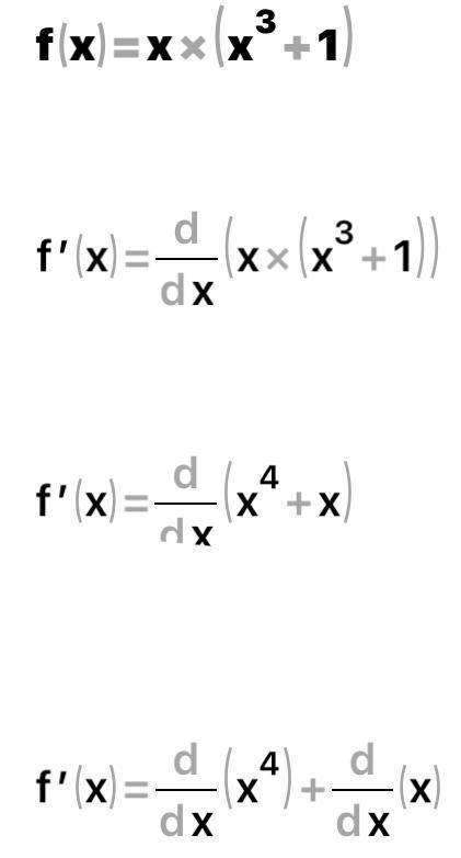 Знайти похідну функції f(x)=x(x^3+1)​