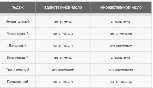 Проскланять слово на казахском языке алтыемель​