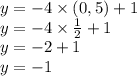 y = -4\times(0,5)+1\\y = -4\times\frac{1}{2} + 1\\y = -2 + 1\\y = -1