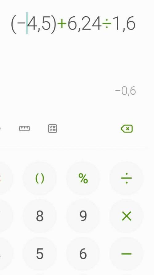 Найдите значение выражения -4,5 + 6,24: 1,6