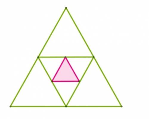 Сколько маленьких треугольников необходимо для перекрытия большого треугольника? . Чему равна площад