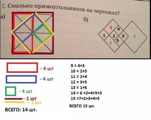 10б сколько прямаугольников на чертеже найди их площадь закрашенных частей 25мм​