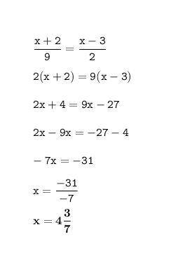 Знайдіть корінь рівняння:х+2/9=х-3/2​