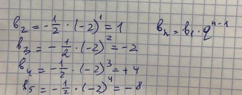 Найдите первых 5 членов геометричної прогресии (bn), если b1 = -0,5, . q=-2​