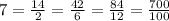 7 = \frac{14}{2} = \frac{42}{6} = \frac{84}{12} = \frac{700}{100}