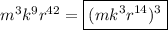m^{3}k^{9}r^{42} =\boxed{(mk^{3}r^{14})^{3}}