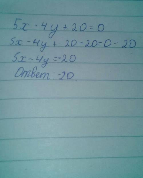 Построить график уравнения 5х – 4y + 20 = 0.​