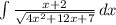 \int\limits \frac{x+2}{\sqrt{4x^{2}+12x+7 } } \, dx