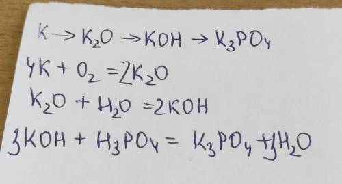 Запишите уравнения реакций с которых можно осуществить превращения: К Х1 Х2 К3 РО4