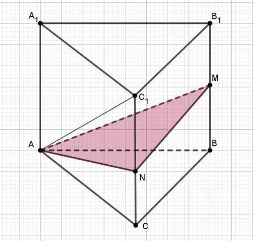Дана прямая треугольная призма ABCA1B1C1, у которой AC = 6, AA1 = 8. Через вершину A, проведена плос