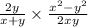 \frac{2y}{x + y} \times \frac{ {x}^{2} - {y}^{2} }{2xy}