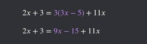 2x+3=3(3x-5) +11xрешите ​