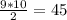 \frac{9*10}{2} =45