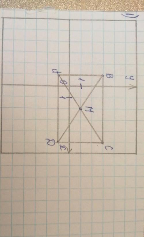 Дано координати трьох вершин прямокутника abcd а(-1,-1) b(-1,3) d(5,-1) 1)Накресліть цей прямокутник