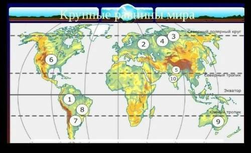 Какие самые крупные равнины Земли есть на карте мира? подписать их названия (минимум 5 равнин).