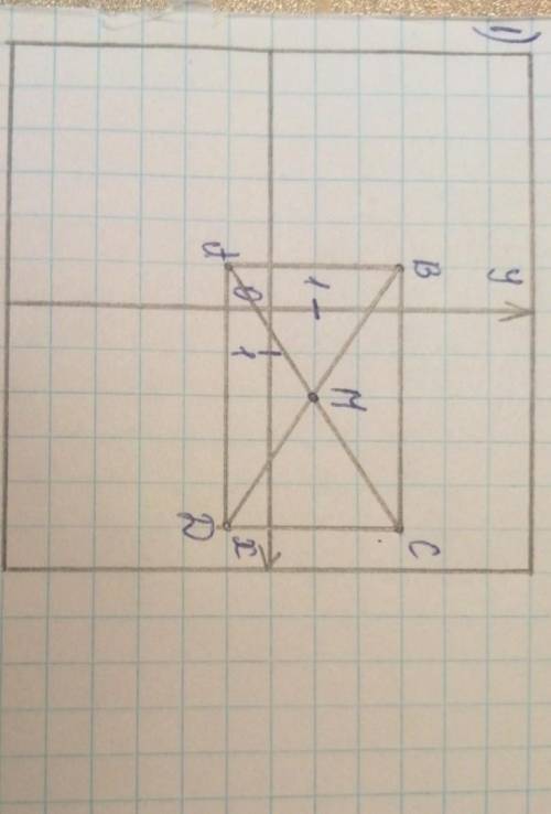 Дано координати трьох вершин прямокутника ABCD. Знайдіть координати вершини точки B, обчислить площу