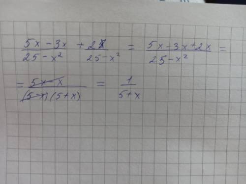 Упростите вырожение 5х-3х/25-х^2+2х/25-х^2
