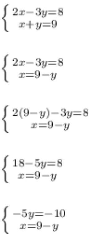 1. Решите с графиков систему уравнений: {2х-3у=8, {х+у=9 ​