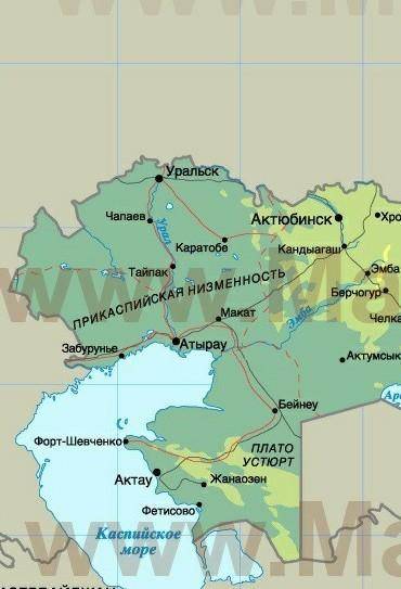Физическая карта Казахстана​