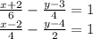 \frac{x + 2}{6} - \frac{y - 3}{4} = 1 \\ \frac{x - 2}{4} - \frac{y - 4}{2} = 1