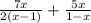 \frac{7x}{2(x - 1)} + \frac{5x}{1 - x}