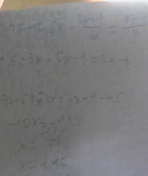 0,25(3-2x)-((5x+1)/6)=((x-4)/3)