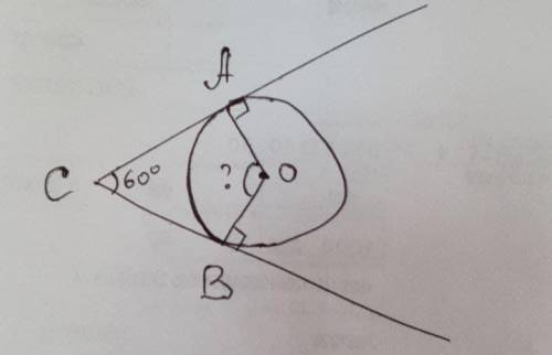 Задача 2. В угол АCВ  величиной 60° вписана окружность, которая касается сторон угла в точках A и B,