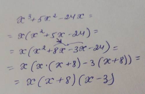 Разложите на линейные множители Х3+5х2-24х Например х3-3х2+2х=х(х2-3х+2) = х(х-2)(х-1). ответ: х(х-2