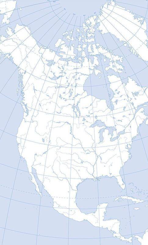 Северная Америка контурная карта​