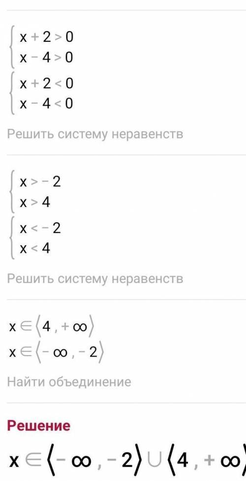 (x+2)(x-4)>0 РЕШИТЕ