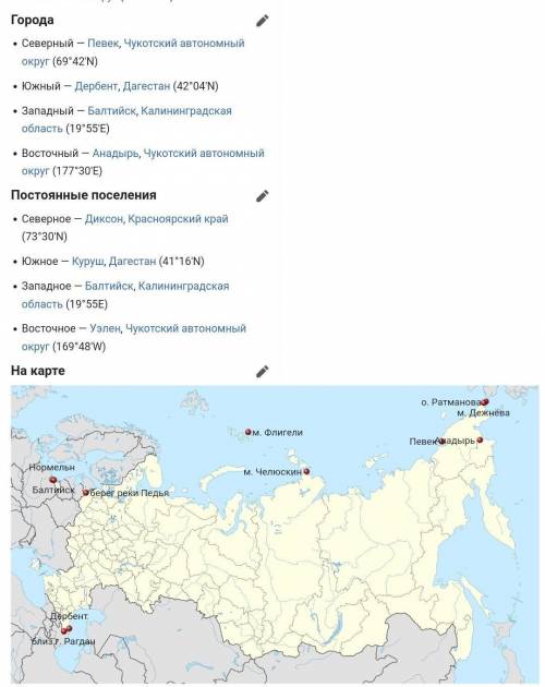 Определите все крайние точки Калининградской области