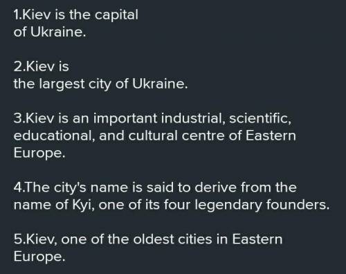 5 легких речень про Київ на англійській мові​