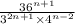 \frac{36 {}^{n + 1} }{3 {}^{2n + 1} \times 4 {}^{n - 2} }