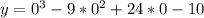 y=0^{3} -9*0^{2} +24*0-10