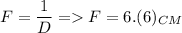 F=\dfrac{1}{D}=F=6.(6)_{CM}