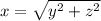 x=\sqrt{ y^2+z^2}