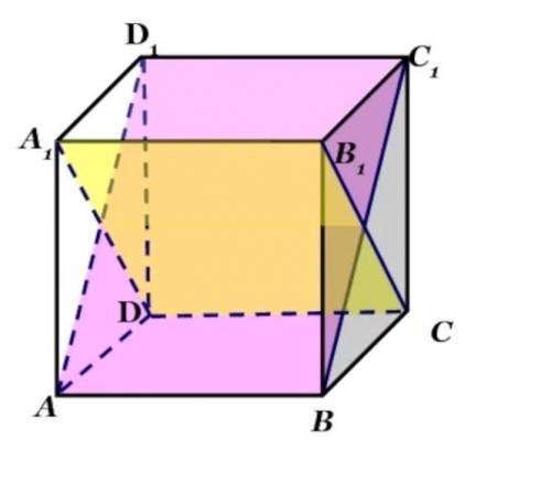 Дан куб abcda1B1C1D1 объемом 64. Укажите неверное утверждениеа) расстояние от прямой D1С до плоскост