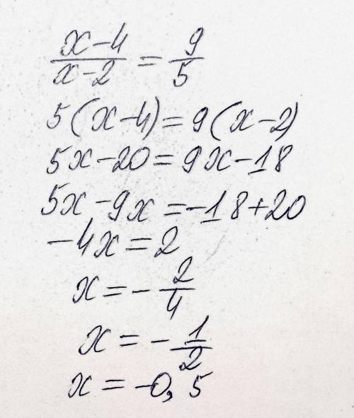 Решите уравнения X-4/x-2=9/5